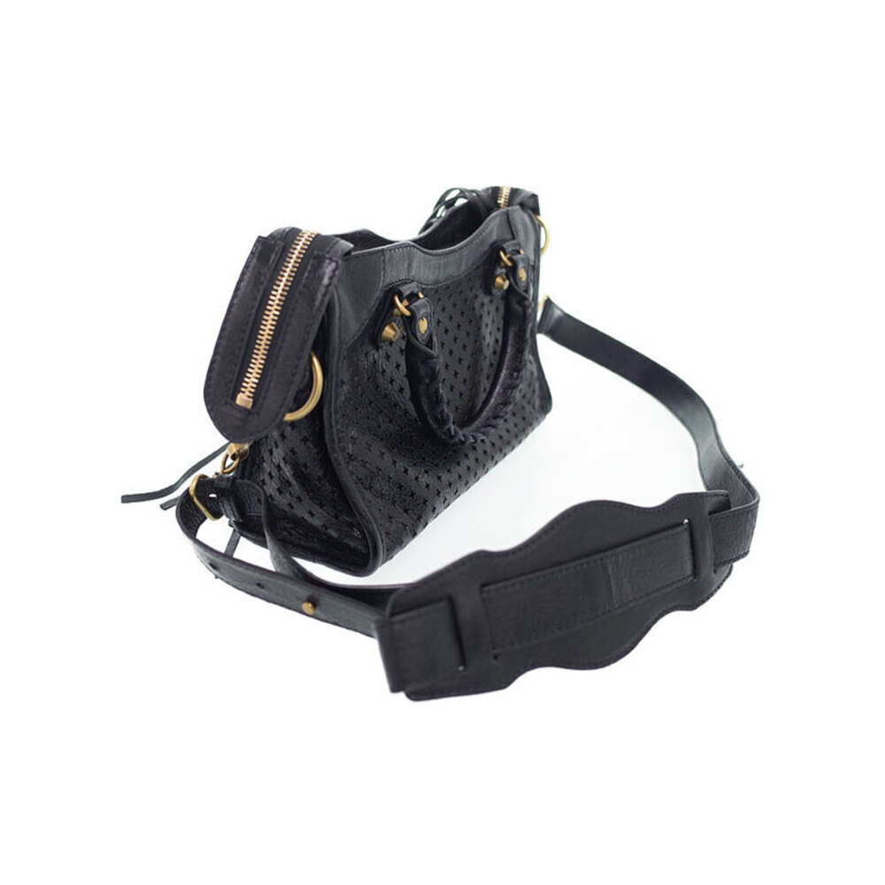 Balenciaga 2way Black Crossbody Perforated City Bag - Picture 1 of 9